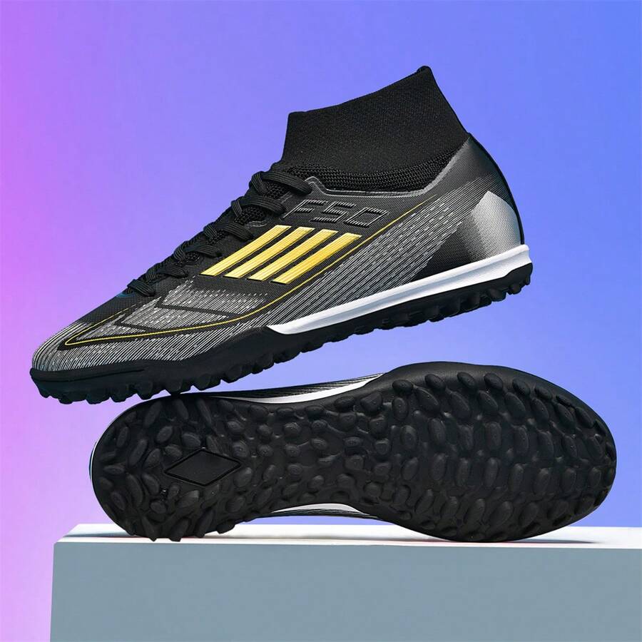 男款、女款及中性款足球鞋，专业TF足球鞋钉，轻便成人足球训练鞋，适用于室外草地、室内五人制足球、人造草坪、橄榄球、乒乓球、羽毛球等运动。 - 黑色 - 查看 1