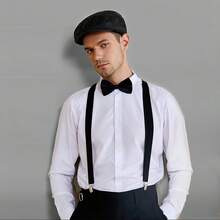 4 件套，盖茨比黑帮配饰，男士服装贝雷帽套装，吊带背心，领带，男士帽子，适合装饰派对、聚会和男士黑帮舞会。 - 彩色 - 查看 6