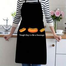1件黑色背景趣味狗狗图案围裙创意食物印花厨房腰围围裙家用烹饪防污休闲趣味烹饪围裙个性化食物设计厨房围裙 - B - 查看 12