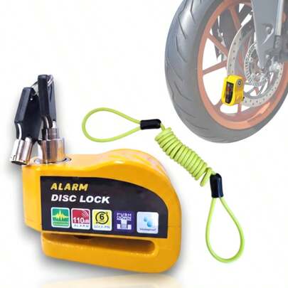 Vmingo Alarma Candado con Cuerda de Aviso 2 Llaves 110 Db Freno Disco Bloqueo Antirrobo Impermeable Moto Bici