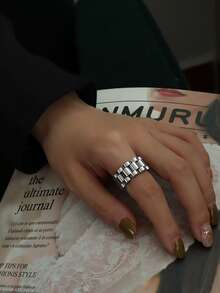 1pc Minimalist Watch Band Chain Decor Ring, Suitable For Women's Daily Wear - Ring - View 13