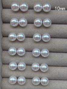 24入組女士仿珍珠耳釘套裝，簡約時尚的日常配飾 - 白色 - 查看 9