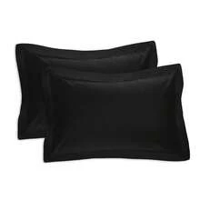 FRESH IDEAS Lin Tailored 2-Pack Pillow Sham, Standard, Black, Model: FRE20102BLAC07 - 黑色 - 查看 1