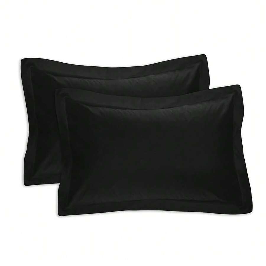 FRESH IDEAS Lin Tailored 2-Pack Pillow Sham, Standard, Black, Model: FRE20102BLAC07 - 黑色 - 查看 1