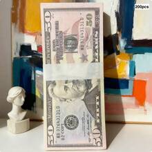 200pcs $50 Prop Fake Money, 15pcs $100 Mini Prop Fake Money, Suitable For Movie Props, Photography, Educational Games And Magic Shows - Multicolor - View 11