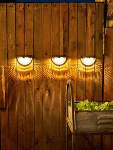 2/4/6 Pcs Solar Fence Lights, Solar Deck Lights, Solar Wall Lights, Solar Waterproof Wall Mounted Outdoor Fence Lights, White LED Lights, Suitable For Garden, Home, Patio, Yard, Garage, Camping, Stairway Lighting, Birthday, Halloween, Christmas Party Decor Gifts (Black & White Lights), Autumn Decor, Home Decor, Outdoor Decor - Black-white Light - View 2