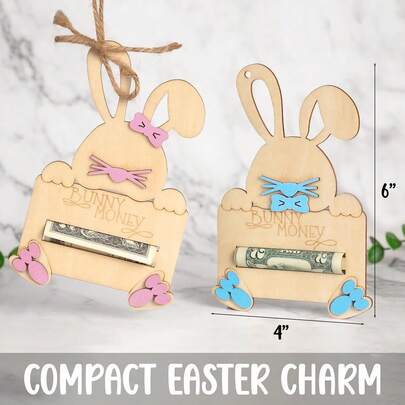 Easter Bunny Money Clip Ornaments Cute Wooden Colorful Bunny Shapes, Easter Egg And Bunny Decorations For Easter Egg Hunt Party Gifts