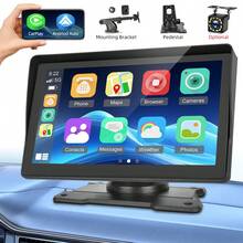 7 Inch Protable Apple Carplay Car Screen, Wireless Android Auto Dash Mount, Car GPS Navigation System With Mirror Link/Bluetooth/FM Transmitter/USB + 12LED Backup Camera - A - 查看 1