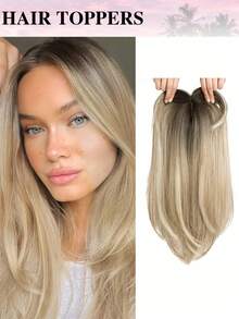 18英寸长层次感合成发片，夹式接发，6英寸x6英寸大底座，适合头发稀疏的女性，渐变色 - 彩色 - 查看 16