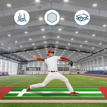 Tapete de Entrenamiento para Softbol 3x1 m - Superficie Antidesgaste y Base de Goma, para Uso en Interiores y Exteriores | Incluye Zona de Lanzamiento - Verde - Ver 6