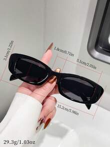 1 st. rektangulära bågar för damer, moderiktiga glasögon, lämpliga för fritid, strand, resor, fest, present, daglig matchning, år 2000-stil - Svart - Visa 4