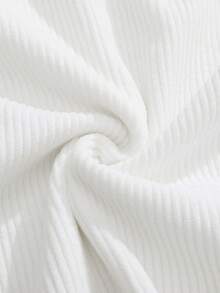 Men's Corduroy Crewneck Sweatshirt Spring/Autumn Solid Color Casual Versatile Long-Sleeve Pullover Sports Shirt Comfortable Fabric Round Neck - White - View 6