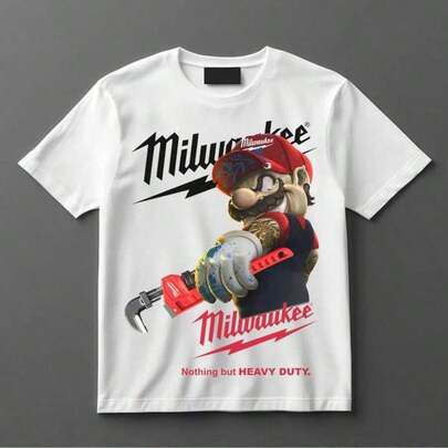 Camiseta unisex gráfica de alta resistencia de Milwaukee, pullover de algodón premium, top de streetwear clásico, regalo perfecto para él y ella