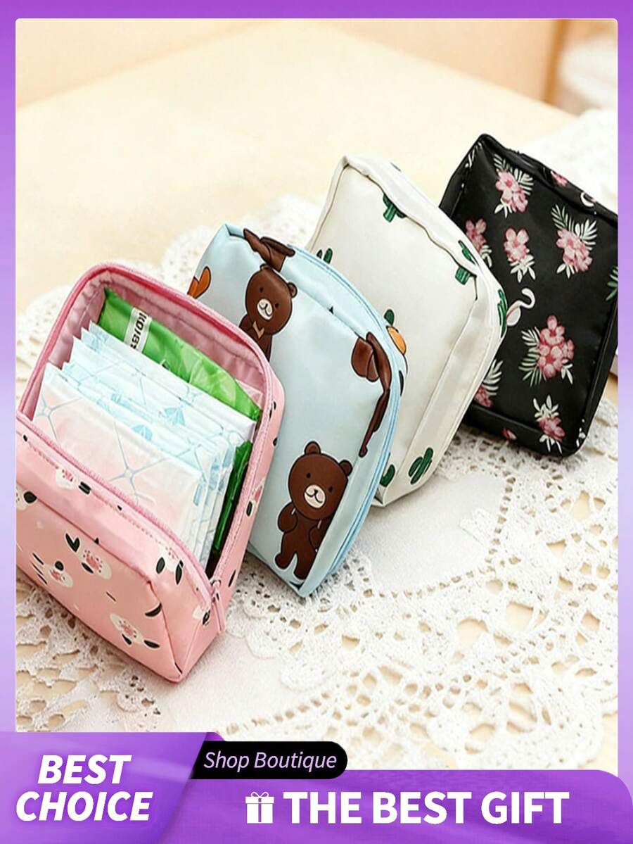 1/2 chiếc túi đựng đồ vệ sinh phụ nữ hình hoạt hình siêu dễ thương, tiện dụng cho phụ nữ sử dụng trong kỳ kinh nguyệt. Có thể đựng tiền xu, mỹ phẩm, khăn giấy và các vật dụng nhỏ khác. Túi xách chống thấm nước hoàn hảo cho các chuyến công tác, du lịch hoặc học sinh đi học. (Hình ảnh có thể thay đổi.) - Nhiều màu - Xem 1