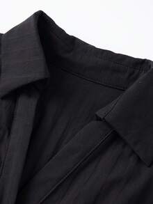 Womens Button Down Shirt - Slim Fit Ruffled Trim V Neck Short Sleeve Blouse For Summer Casual - 黑色 - 查看 8