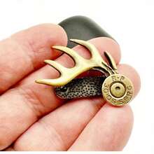 1 Handmade Pure Copper Deer Horn Hat Clip - Gold Metal Edge, Textured Non Slip Base, Durable Hunting Accessories, Exclusive For Outdoor Enthusiasts And Fathers - Unique And Exquisite Handmade Gift - 1PCS - View 2