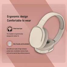 Wireless Over-Ear Bluetooth Headphones, Deep Bass Wireless Headphones With Mic, Noise Isolating, Lightweight Folding HiFi Stereo Headset For Travel/Tablet/PC/Home - 卡其色 - 查看 6