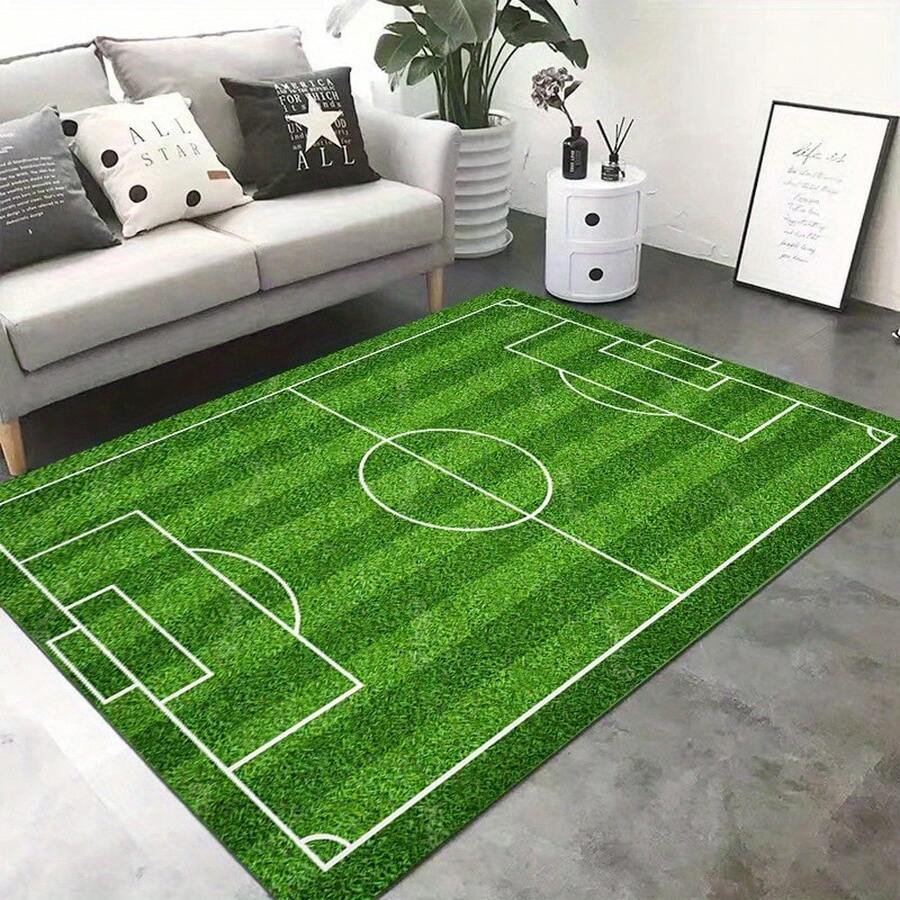 Green Football Soccer Pitch Rug Play Floor Carpet - F - View 1