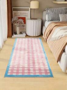 1pc Soft Faux Wool Rug, Rectangular Plaid Pattern Rug, Fluffy & Soft, Suitable For Bedroom, Can Be Used As Decorative Rug, Bedside Home Decor Rug, Washable, Home Decor Faux Wool Rug, Holiday Decor Rug - Multicolor - View 6