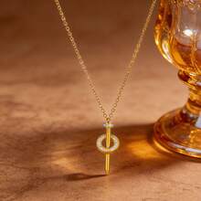 1件装美甲吊坠项链，时尚简约精致美甲设计项链，独特别致美学，适合女性佩戴。 - 金色 - 查看 2