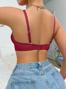 Women's Elegant Silky Strapless Padded Bra, Solid Color, Removable Straps, Suitable For Formal Occasions - Red - View 2