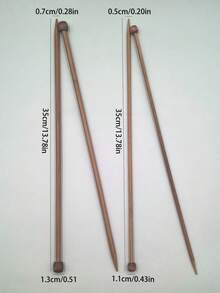 1 Set Of 35cm Long Bamboo Single-Pointed Knitting Needles, 2pcs/Set - Natural Bamboo Needles For Handmade Knitting, Sweater Knitting, Crochet, Yarn Crafts, 5.0mm 2pcs, 7.0mm 2pcs - Carbonized Single-pointed Knitting Needle - View 5