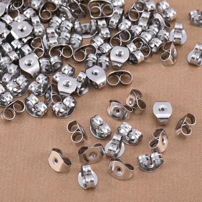 10/50/100pcs Stainless Steel Universal Earring Studs, Square Butterfly Clutch Suitable For General Earring Accessories