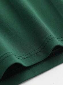 青少年男孩卡通标语印花圆领T恤 春夏Y2K男童休闲T恤 柔软上衣 - 墨綠色 - 查看 5