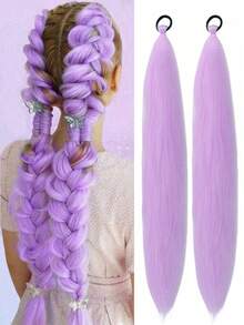24-Inch Synthetic Fiber Jumbo Braids Hair Extensions Braiding Hair,High Temperature Resistant Synthetic Braided Long Hair Suitable For Women Role Playing Braided Costumes Fashion Synthetic Hair Crochet Hair Extensions Practical And Dexterous Hair Braided Hair Extensions Suitable For Stage Parties Halloween And Christmas New Year Carnival Music Festivals - 淡紫色 - 查看 1