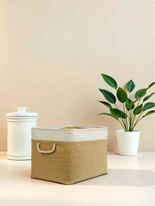 Jute Set Wardrobe Laundry Organizer Kids Room Toy Organizer Foldable Storage Basket 37x27x25 - Multicolored - View 2