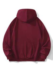 Sudadera con capucha de ajuste holgado y casual, talla grande, para primavera/otoño - Rojo - Ver 2