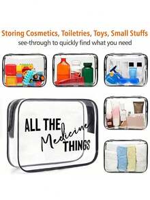 新款透明医用收纳袋，透明洗漱包，医疗包，旅行必备，便携式拉链透明PVC洗漱包，沙滩透明PVC洗漱包，防水收纳袋，透明收纳袋，带线缆和USB接口的收纳袋，符合机场航空标准的PVC化妆包，可存放药品、医疗用品等。药袋、药盒、药盒、药瓶、医院包、急救包、药品收纳盒、药品收纳袋、邮轮必备、度假必备、旅行用品 - 彩色 - 查看 4