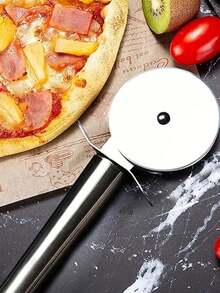 1pc 7.68 Inch/19.5cm Stainless Steel Pizza Cutter Wheel, Suitable For Cutting Pizza, Cake, Waffle - Multicolor - View 5