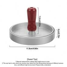 Round Hamburger Press Patty Maker, Aluminum Alloy Smash Burger Press Non Stick Hamburger Smasher Tool With Wooden Handle - Ergonomic Detachable Handle For Beef Veggie Burger BBQ Barbecue Grill - Multicolor - View 4