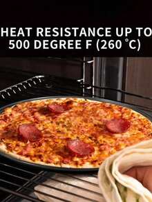 1pc 12-Inch Black Carbon Steel Pizza Baking Pan, Non-Stick Pizza Tray, Suitable For Pizza, Cake, Bread, Roast, With Holes, Round Baking Tray, Oven Tray, Pizza Dish, Pizza Mold, Baking Set - Multicolor - View 6