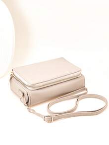 MINGYOU 新款迷你斜挎钱包 时尚刺绣 柔软双拉链 多功能大容量手机包 甜美可爱精致女士年轻学生斜挎包 适合购物约会 女士礼物 钱包 迷你钱包 手拿包 小钱包 Fairycore - 米色 - 查看 5