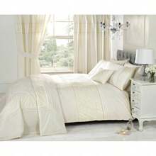 Embroidered Duvet Cover Bedding Set With Pillowcases – All Sizes - Cream - View 12