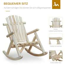 Rocking Chair, Swing Chair, Garden Chair, Relaxing Armchair, Fir Wood, Natural - Champagne - View 6
