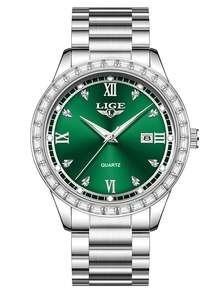 LIGE New Fashion Women's Wrist Watch, Waterproof For Daily Life, Luminous Design, Minimalist Luxury Dial, Ladies Watch - Silver - View 13