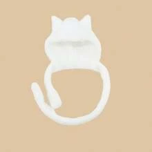 Cute Cat Ear Scarf Hat, Fits 12-Inch Dolls, Available In Various Sizes, Warm And Adorable Design, Integrated Hat And Scarf (Scarf Hat Set Only, Doll Not Included) - White - View 11