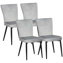 Set Of 4 Dining Chairs, Kitchen Chairs With Backrest, Grey Velvet-Look Upholstery, Sturdy Steel Frame, 46 X 65 X 87 Cm - 灰色 - 查看 1