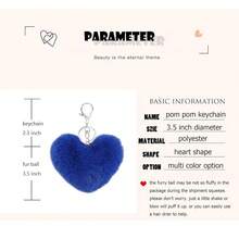 Cityelf Cute Faux Rabbit Fur Ball Pom Pom Keychain Car Key Ring Handbag Tote Bag Pendant Purse Charm - 藍色 - 查看 3