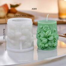 Rose Flower Pillar Aroma Candle Silicone Mold, DIY Lily Flower Cylinder Grinding Tool, New Cross-Border Design - White - View 3