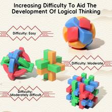 4pcs/6pcs/9pcs Colorful Transparent ABS Luban Lock Set, Brain Teaser Puzzle Toy, Unlocking Disassembly Thinking Jigsaw For Kids, Teens, Adults, Montessori STEM Educational Toy - Multicolor - View 12