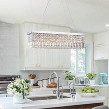 CRYSTOP - Lámpara de araña de vidrio de 3 luces lámpara colgante de gota de lluvia lámpara de techo colgante para sala de estar recámara baño de 9 pulgadas x 21.3 pulgadas - 11-plata 31.5 pulgadas de largo x 9.8 pulgadas de ancho x 8.9 pulgadas de alto - Ver 3