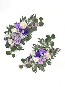 2 vòng hoa trang trí cổng hoa màu tím oải hương nhân tạo, thích hợp cho cổng cưới và phông nền tiệc chiêu đãi, hoa nhân tạo màu tím dùng làm biển chào mừng và trang trí lễ cưới, vòng hoa trang trí tiệc cưới. - Màu tím - Xem 8