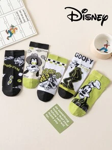Disney 5双装男女通用袜子，米奇、米妮、唐老鸭、黛丝主题，透气舒适，时尚新奇袜子，夏季礼物 - 彩色 - 查看 9