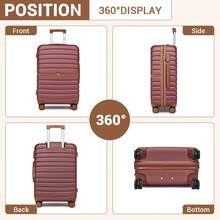 Suitcase 20 24 28 Inch Cabin Carry On Check In ABS PC Hard Shell Spinner Wheels Lock Small Medium Large Travel Luggage Set For Holiday Family - 酒紅色 - 查看 3