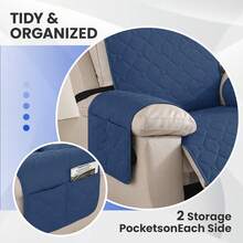 YSTYLE 1-Seater Reclining Relaxing Armchair Cover, 100% Waterproof Armchair Cover, Elasticated Armchair Cover, Reclining Sofa Cover - Berlin Blue - View 3