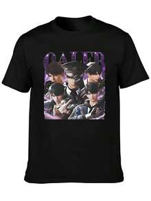 Girl Dinner Love And Deepspace Caleb Print T-Shirts Men Women Summer O-Neck Cotton T Shirts Retro Oversized Short Sleeve T Shirt - màu đen - Xem 1